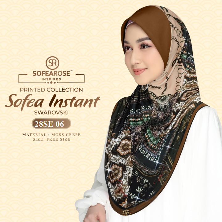 Sofea Rose Printed Swarovski Instant Sarung