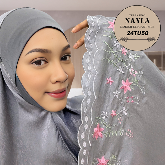 Telekung Nayla Silk Sulam Collection (24TU) + Free Woven Bag