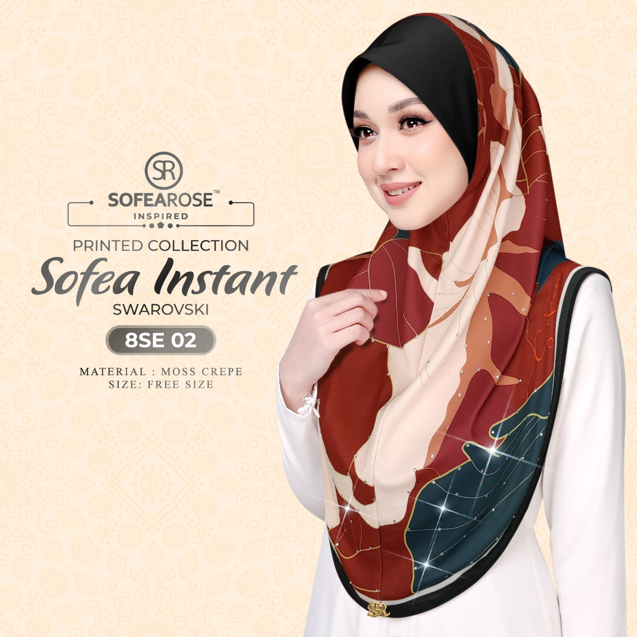 Sofearose Printed Instant Sarung Swarovski Collection