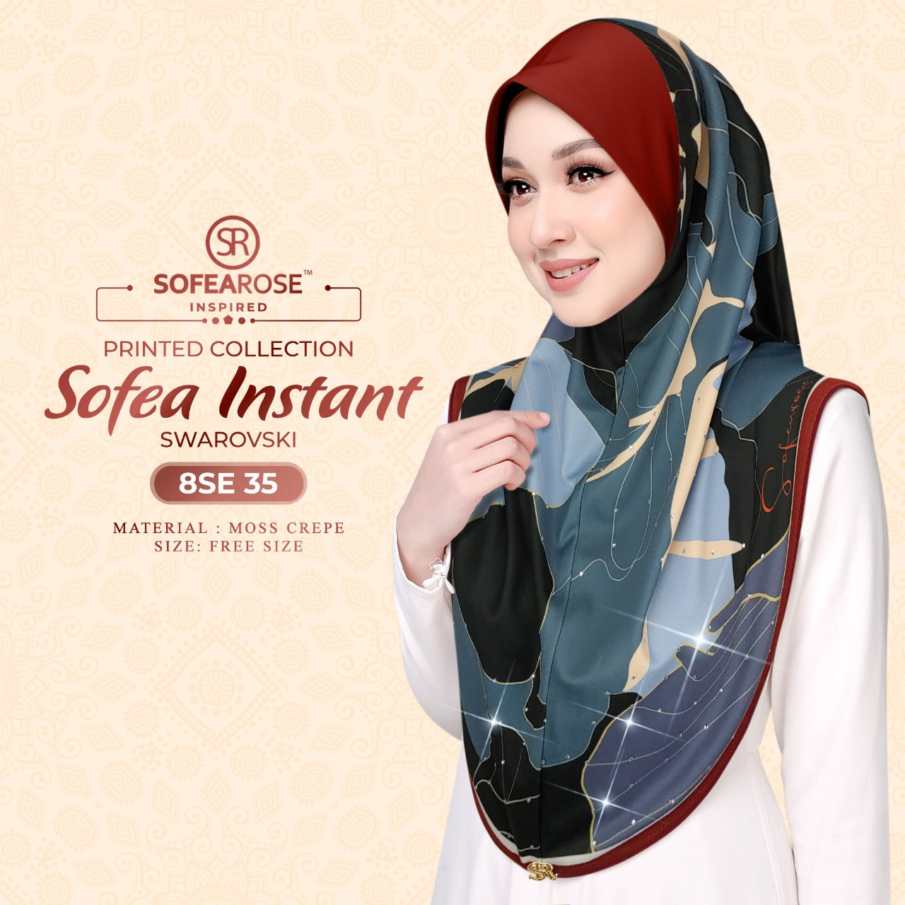 Sofearose Printed Instant Sarung Swarovski Collection