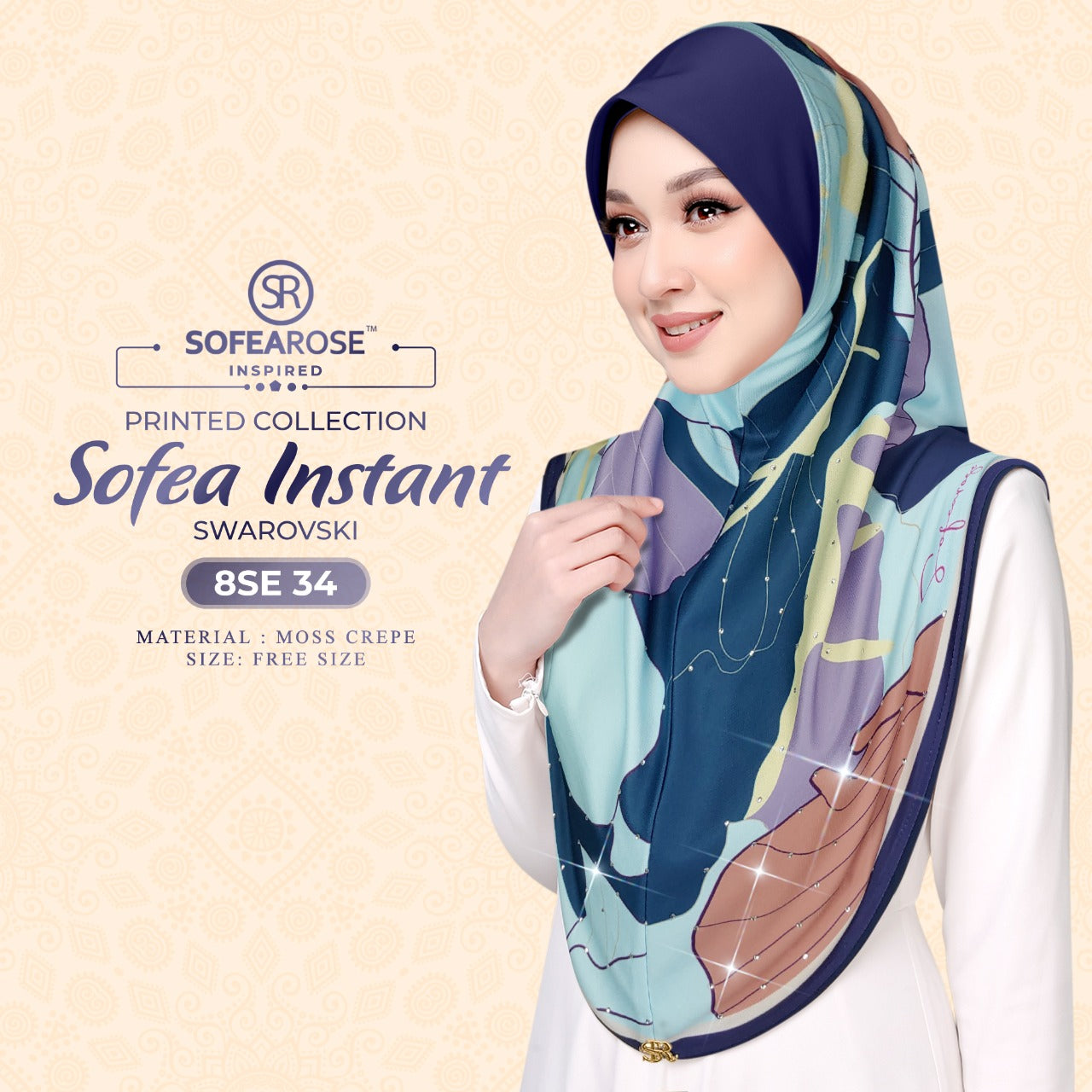 Sofearose Printed Instant Sarung Swarovski Collection