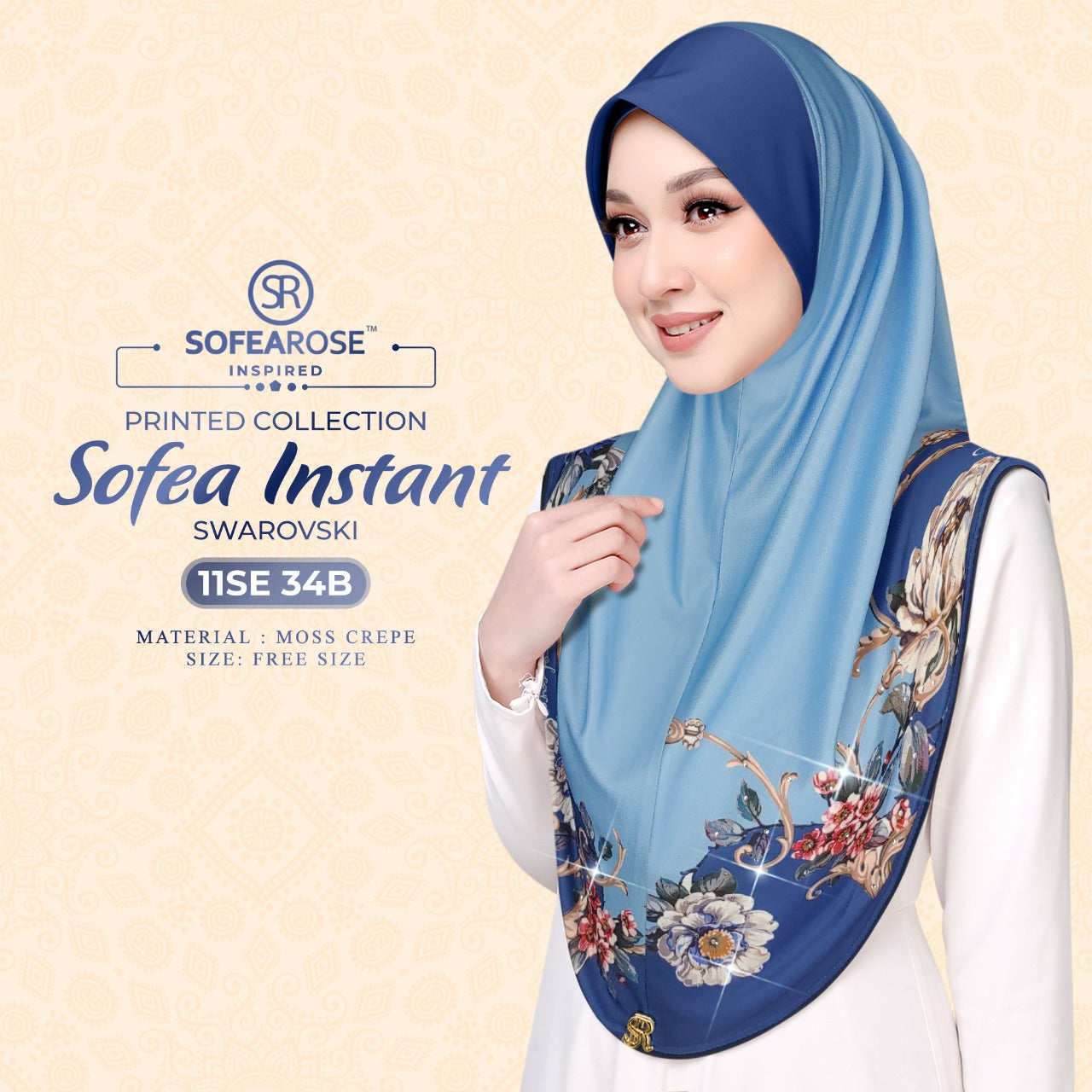 Sofearose Printed Instant Sarung Swarovski Collection