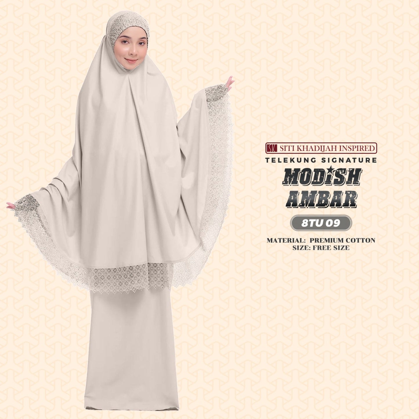 Telekung Siti Khadijah Inspired Modish Ambar Collection - Free Woven Bag (8TU)
