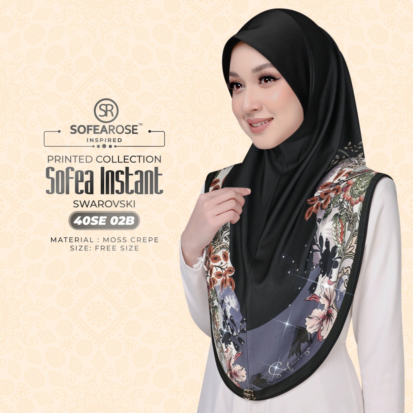 Sofearose Inspired Printed Instant Sarung Swarovski Collection