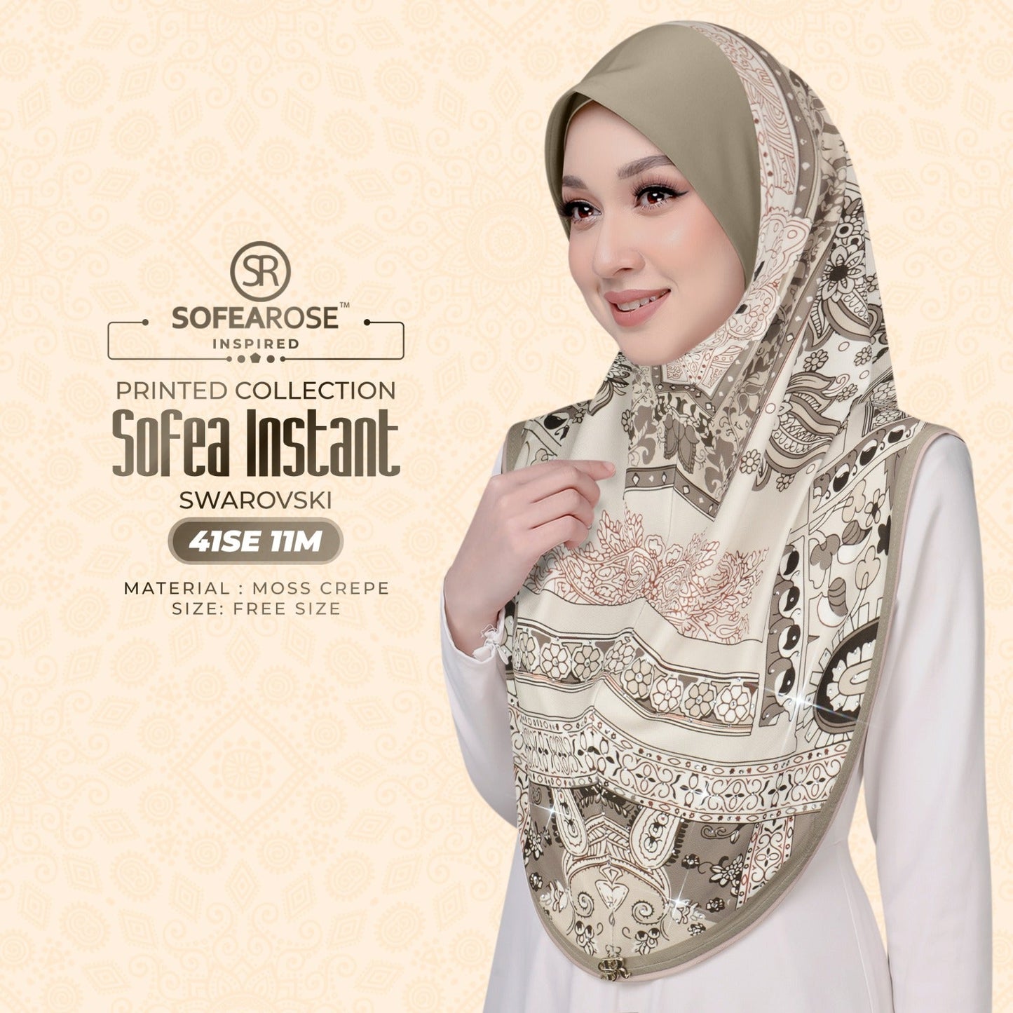 Sofearose Inspired Printed Instant Sarung Swarovski Collection