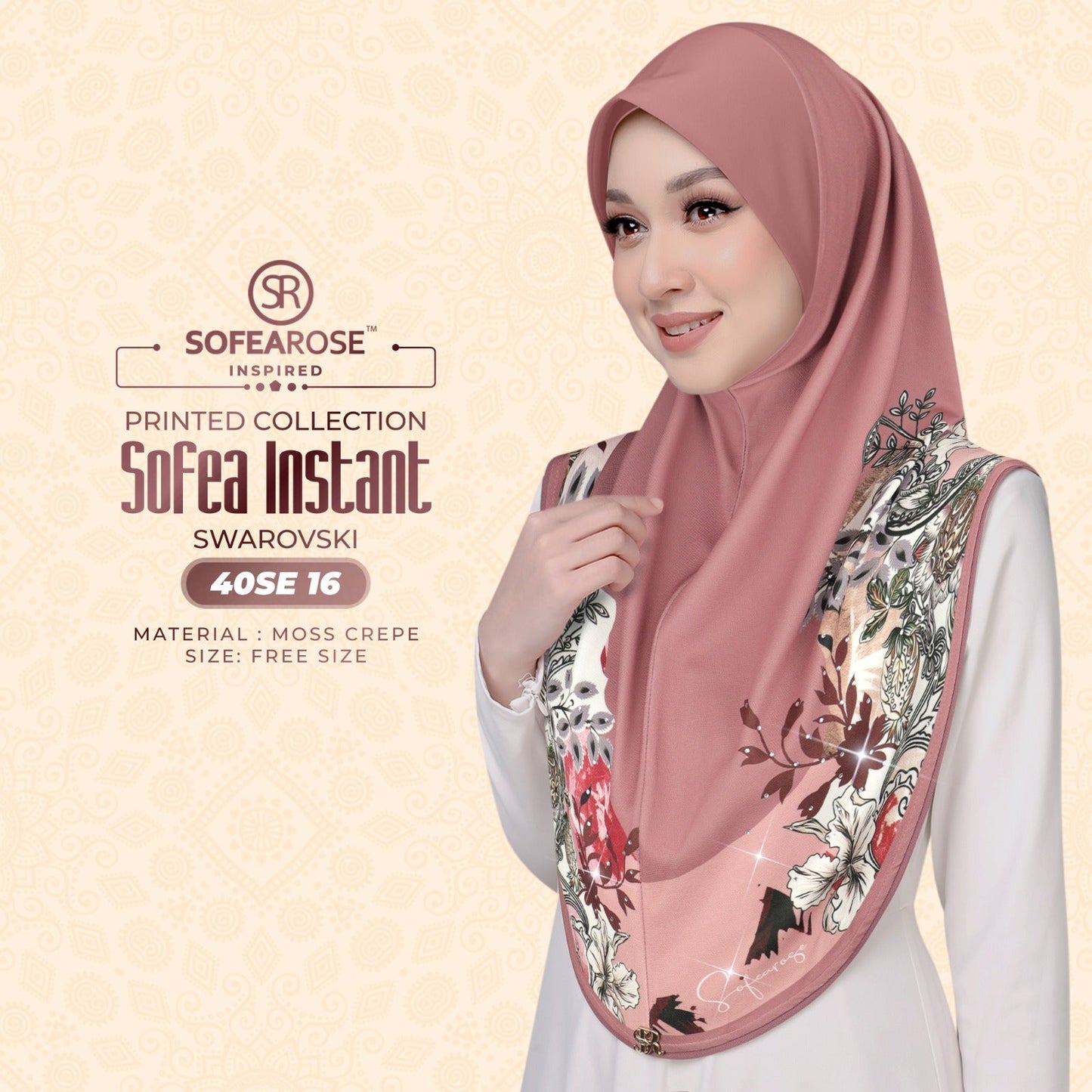 Sofearose Inspired Printed Instant Sarung Swarovski Collection