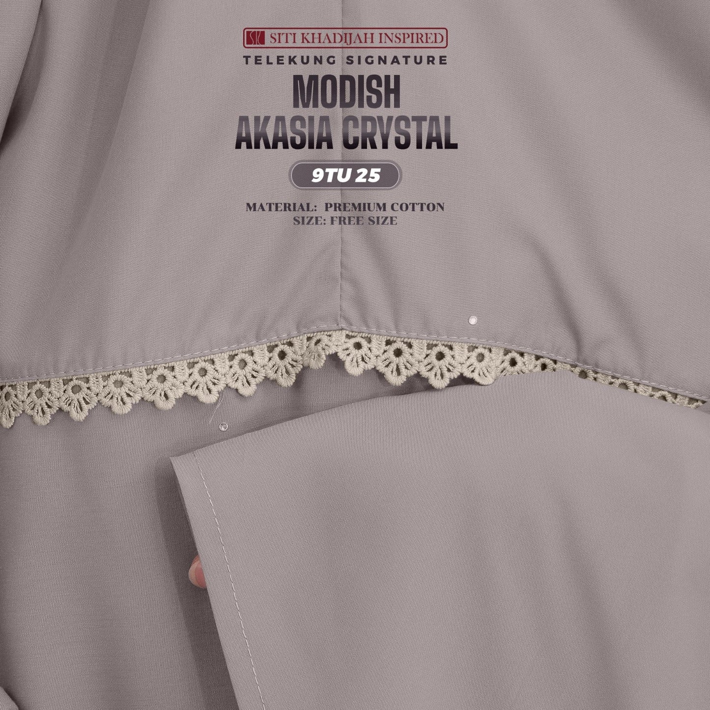 Telekung Siti Khadijah Inspired Modish Akasia Crystal Collection - Free Wovenbag (9TU)