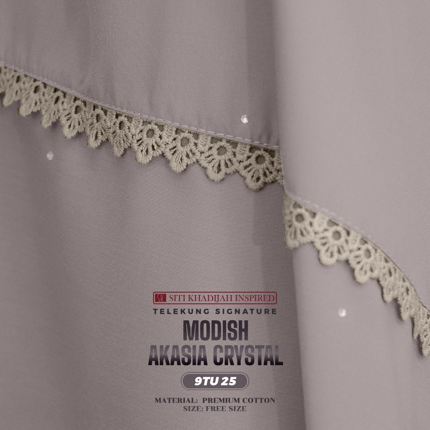 Telekung Siti Khadijah Inspired Modish Akasia Crystal Collection - Free Wovenbag (9TU)