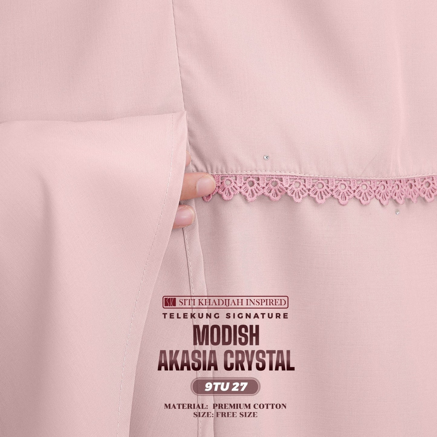 Telekung Siti Khadijah Inspired Modish Akasia Crystal Collection - Free Wovenbag (9TU)