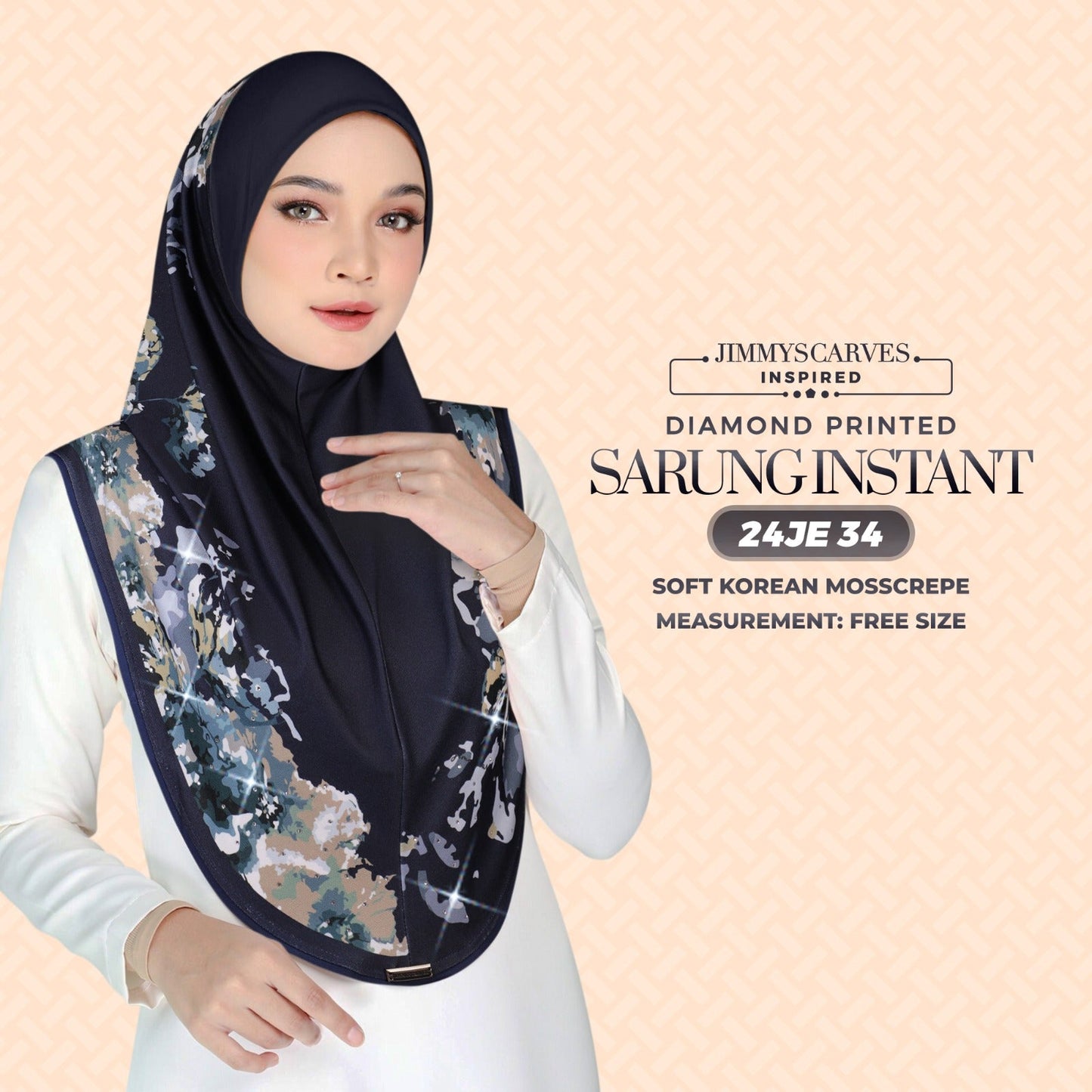 Jimmy Scarves Inspired Instant Sarung Diamond Printed