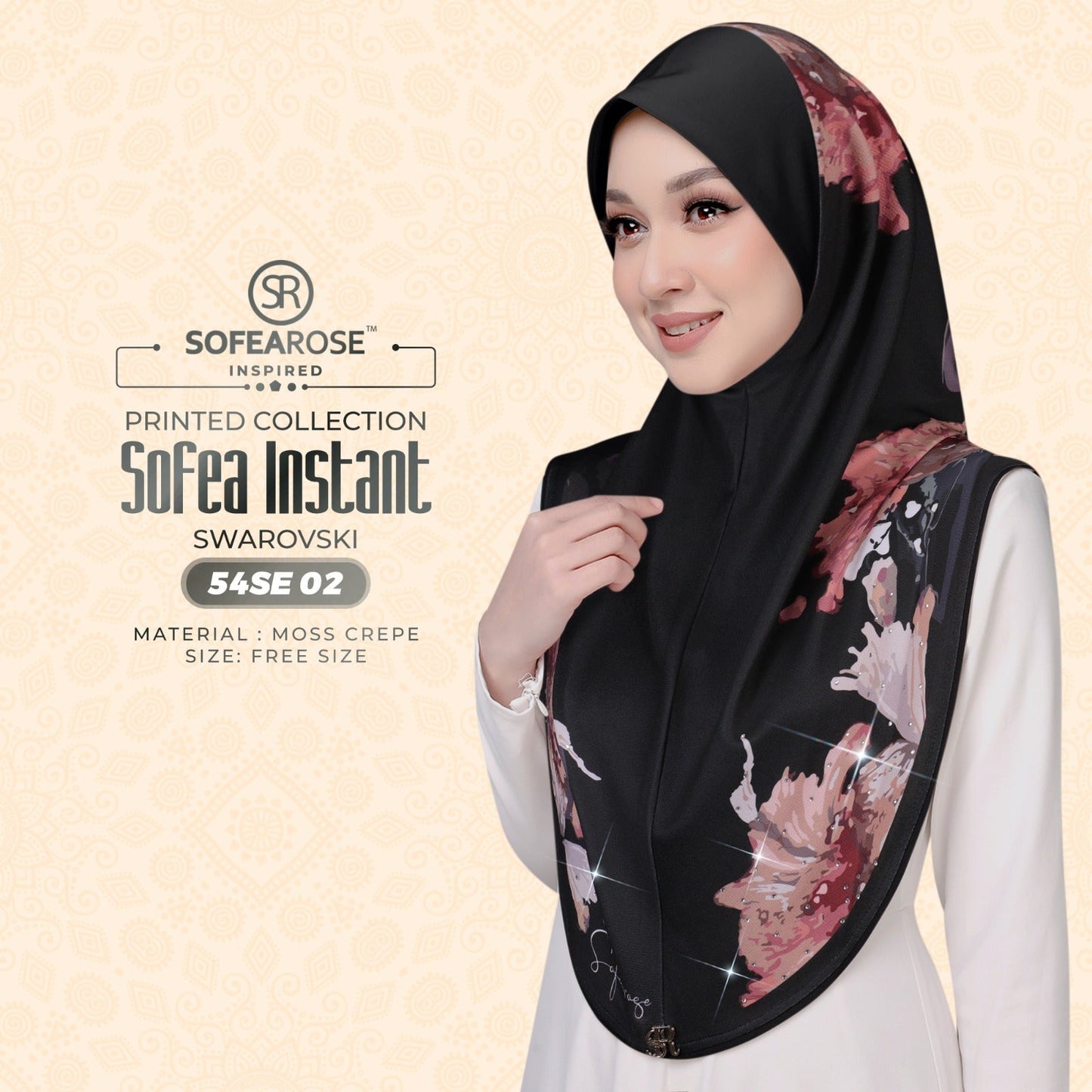 Sofearose Inspired Printed Instant Sarung Swarovski Collection