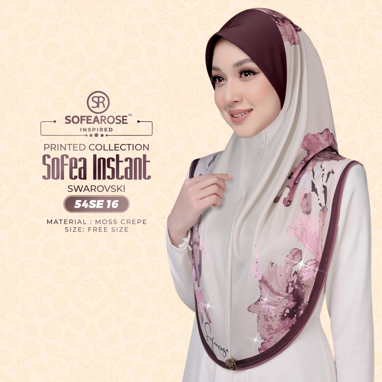 Sofearose Inspired Printed Instant Sarung Swarovski Collection