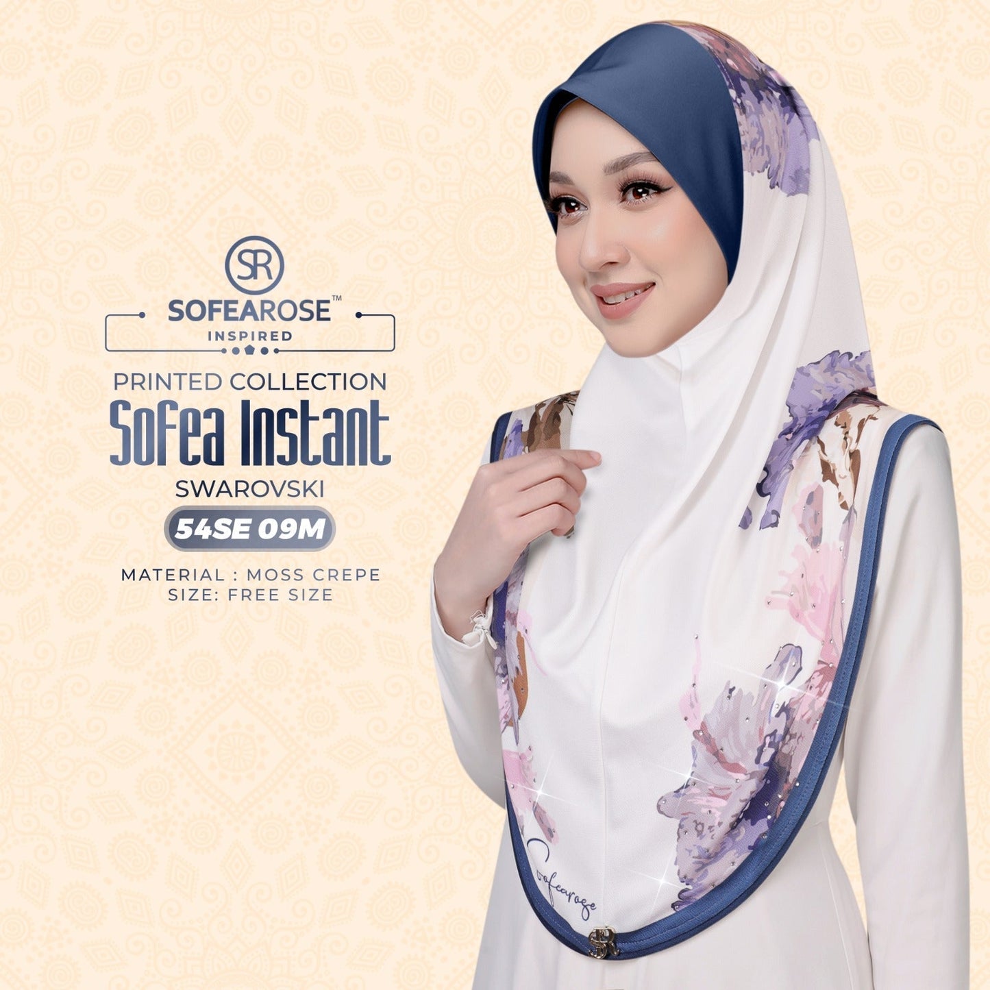 Sofearose Inspired Printed Instant Sarung Swarovski Collection