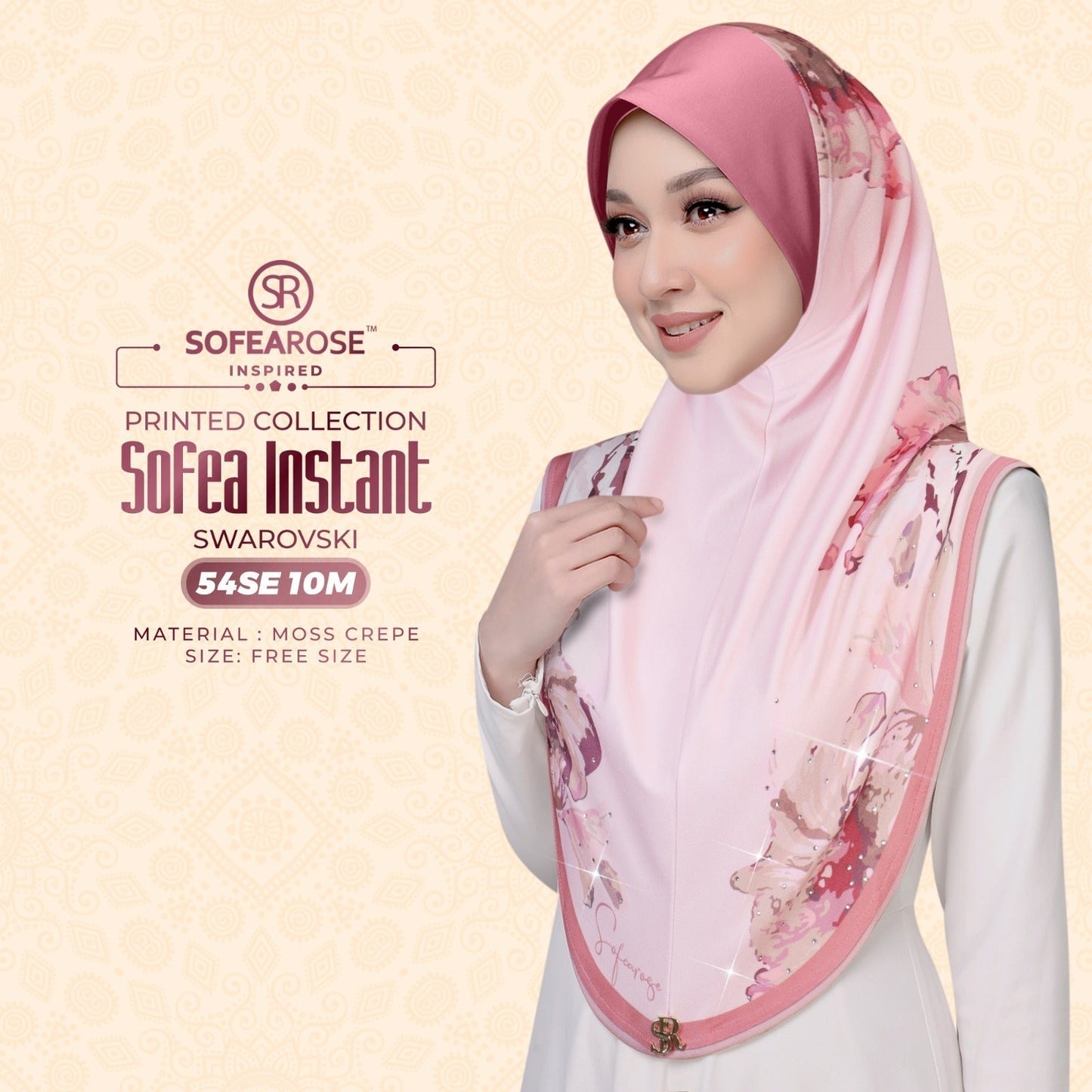 Sofearose Inspired Printed Instant Sarung Swarovski Collection