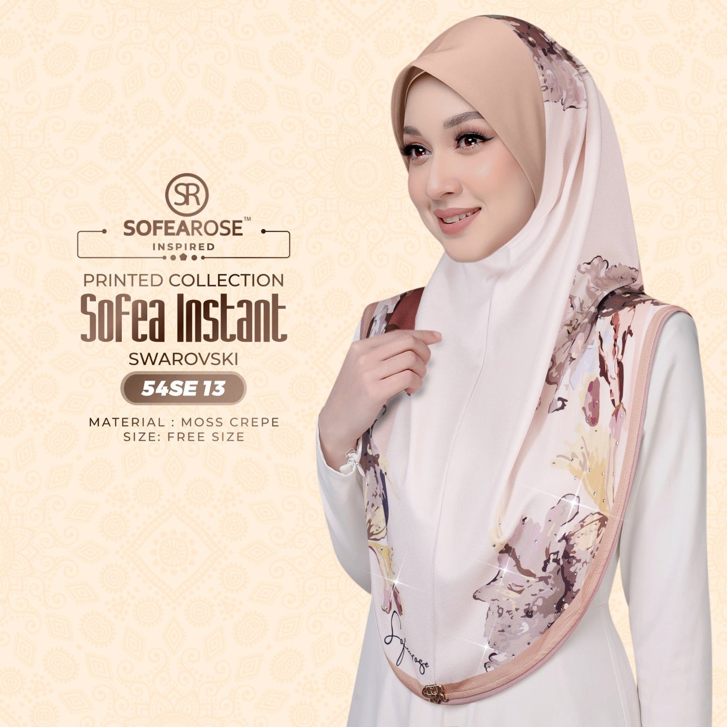 Sofearose Inspired Printed Instant Sarung Swarovski Collection