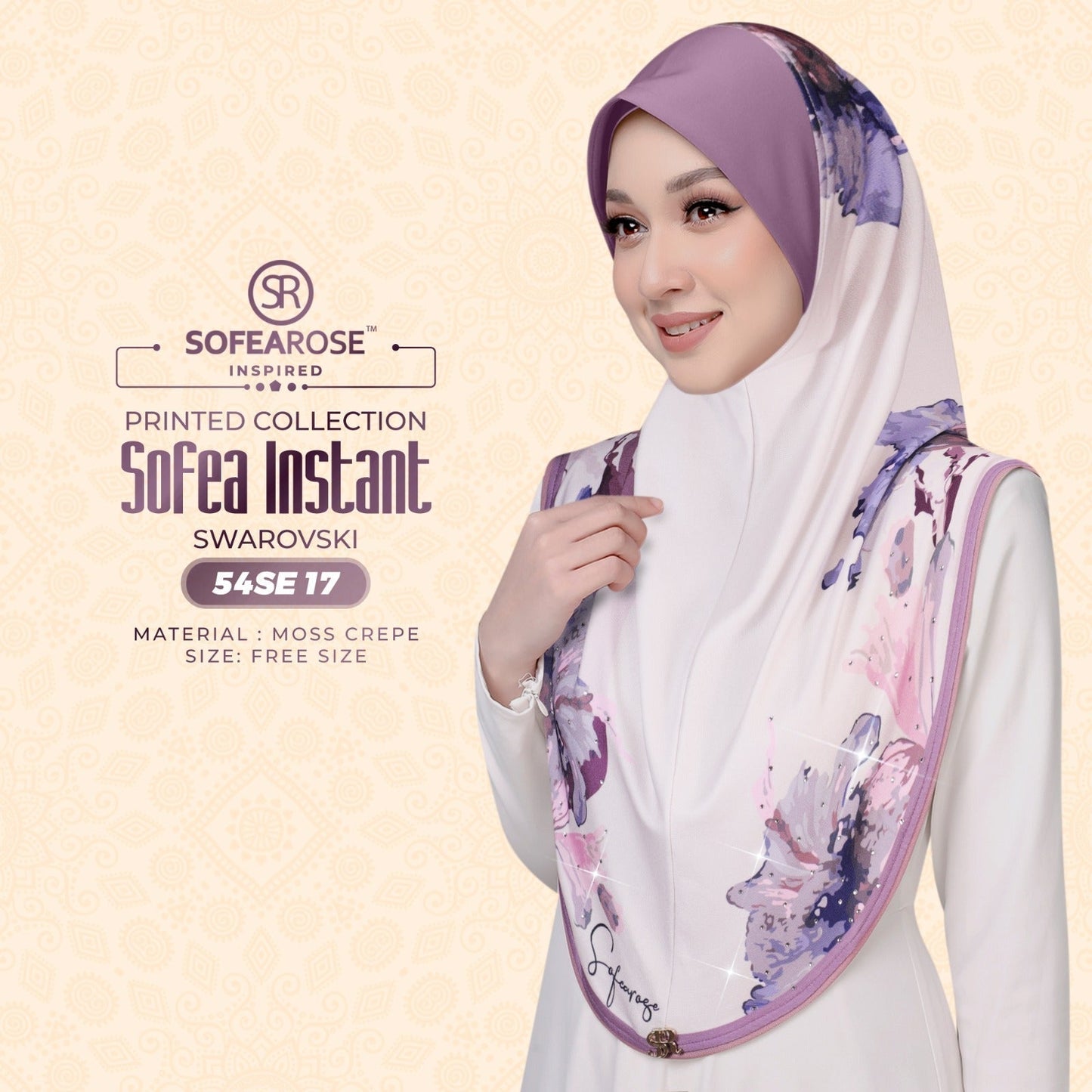 Sofearose Inspired Printed Instant Sarung Swarovski Collection