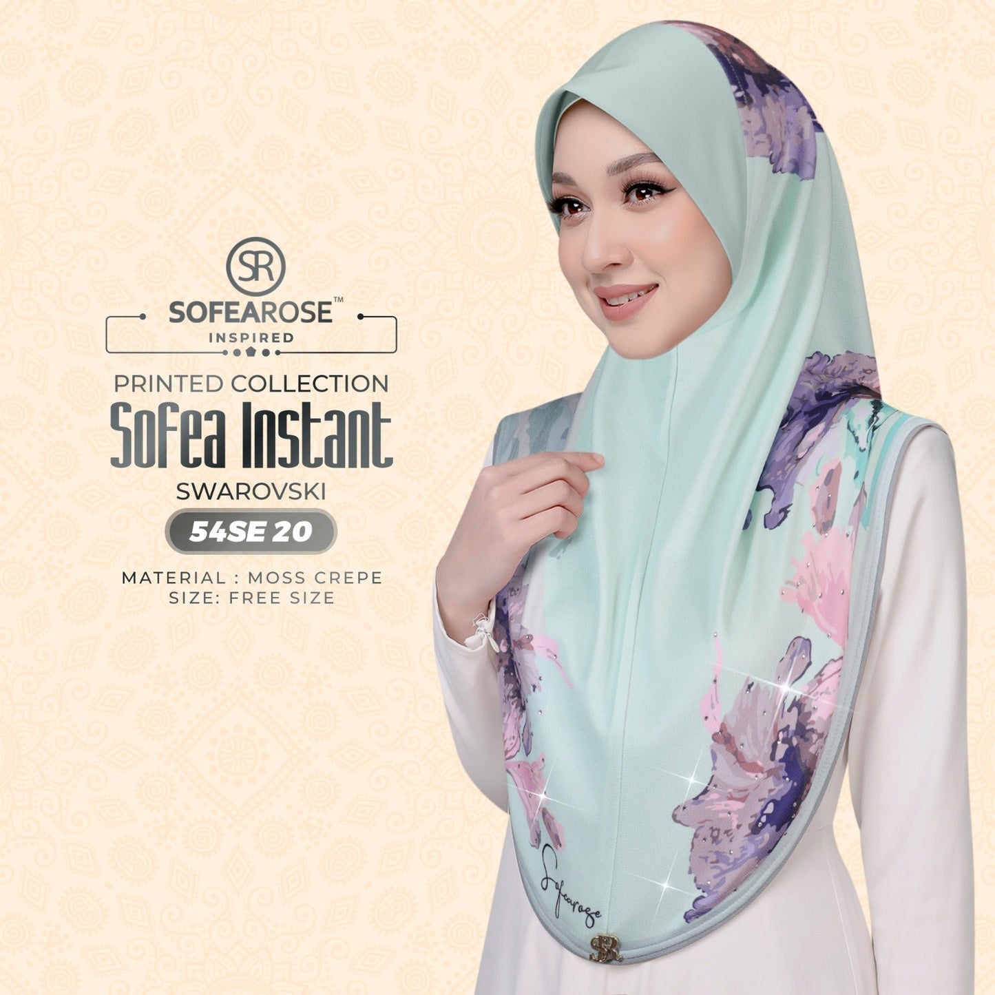 Sofearose Inspired Printed Instant Sarung Swarovski Collection