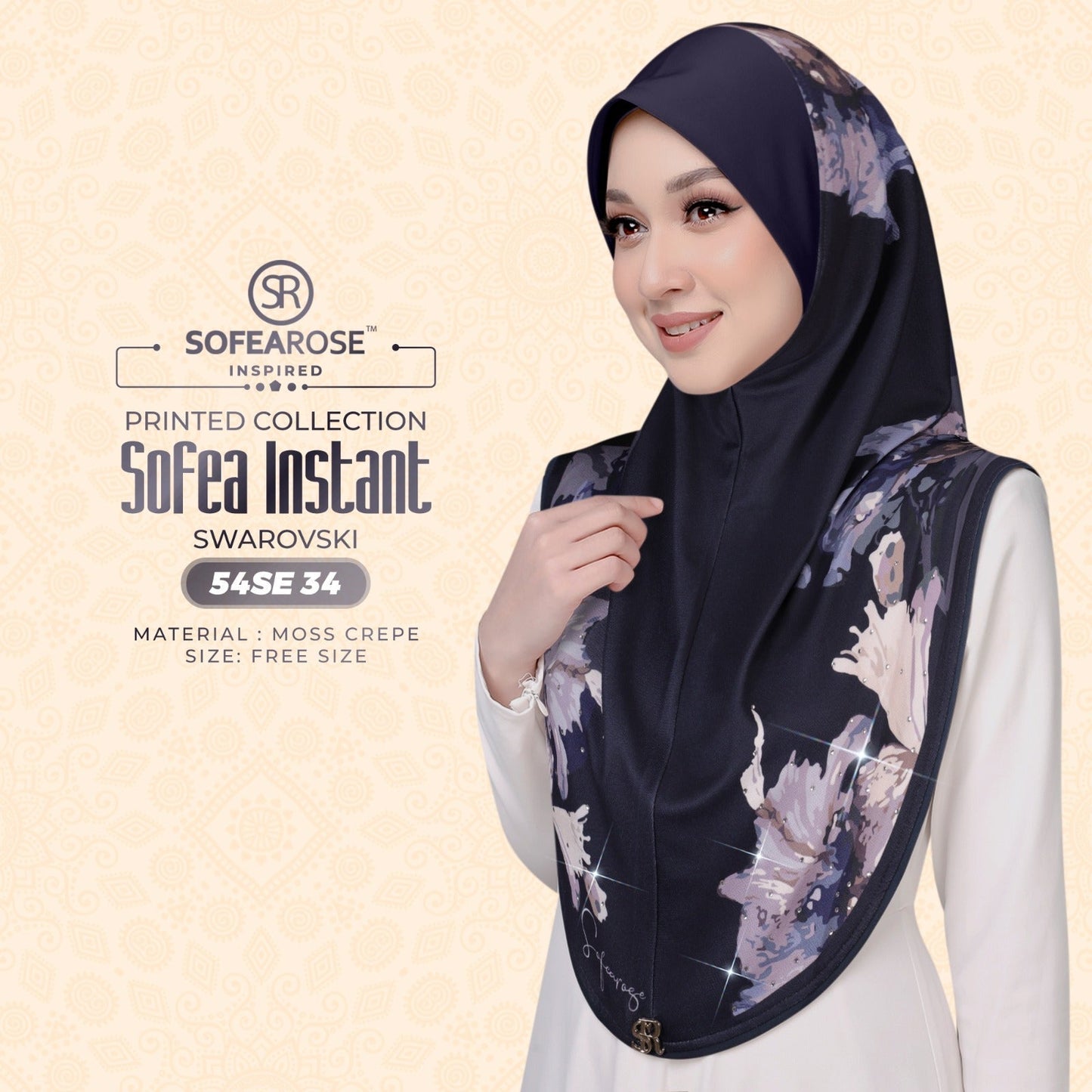 Sofearose Inspired Printed Instant Sarung Swarovski Collection