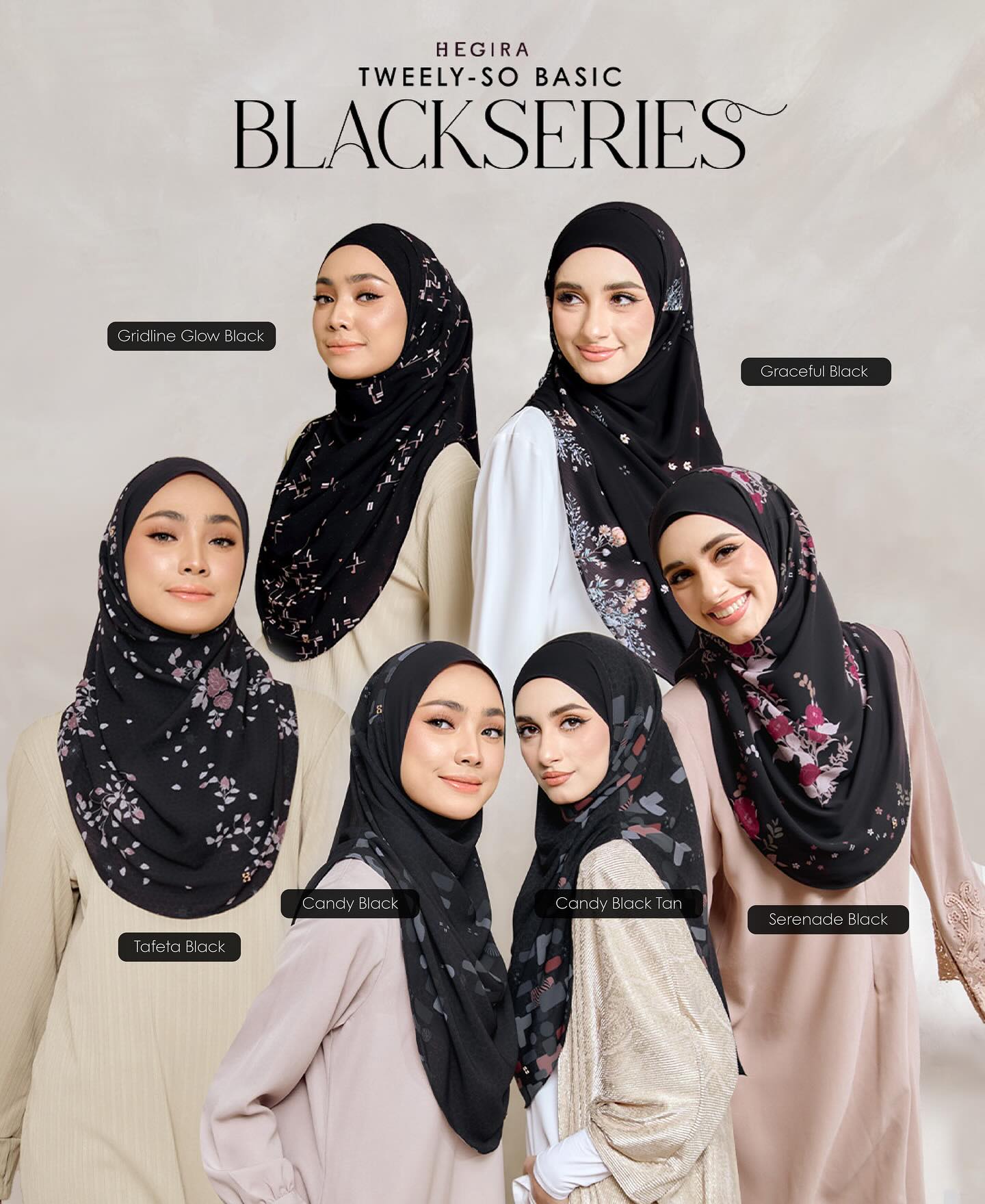 Hegira Hijab Inspired Tweely-So Basic Black Series Instant Collection (8-14HG)