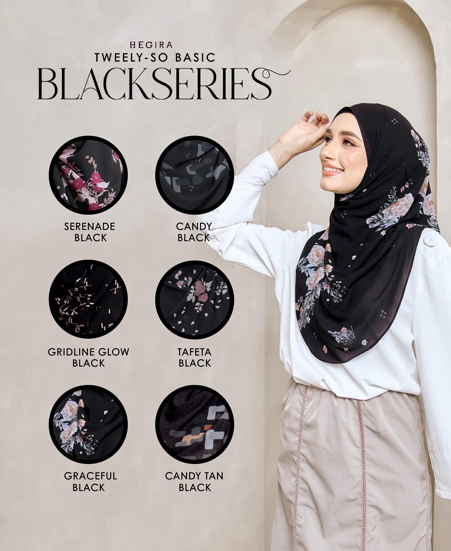 Hegira Hijab Inspired Tweely-So Basic Black Series Instant Collection (8-14HG)