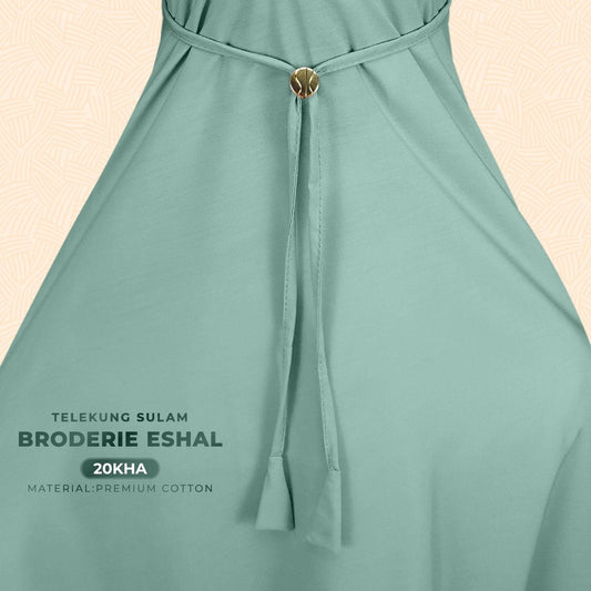 Telekung Sulam Broderie Eshal Collection - Free Woven bag (20KHA)