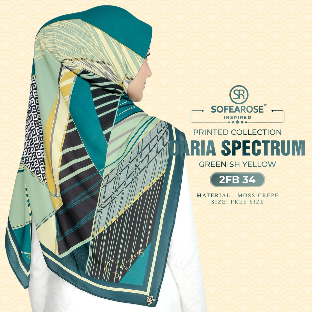 Sofearose Inspired Square Printed Daria Spectrum Collection (2FB)