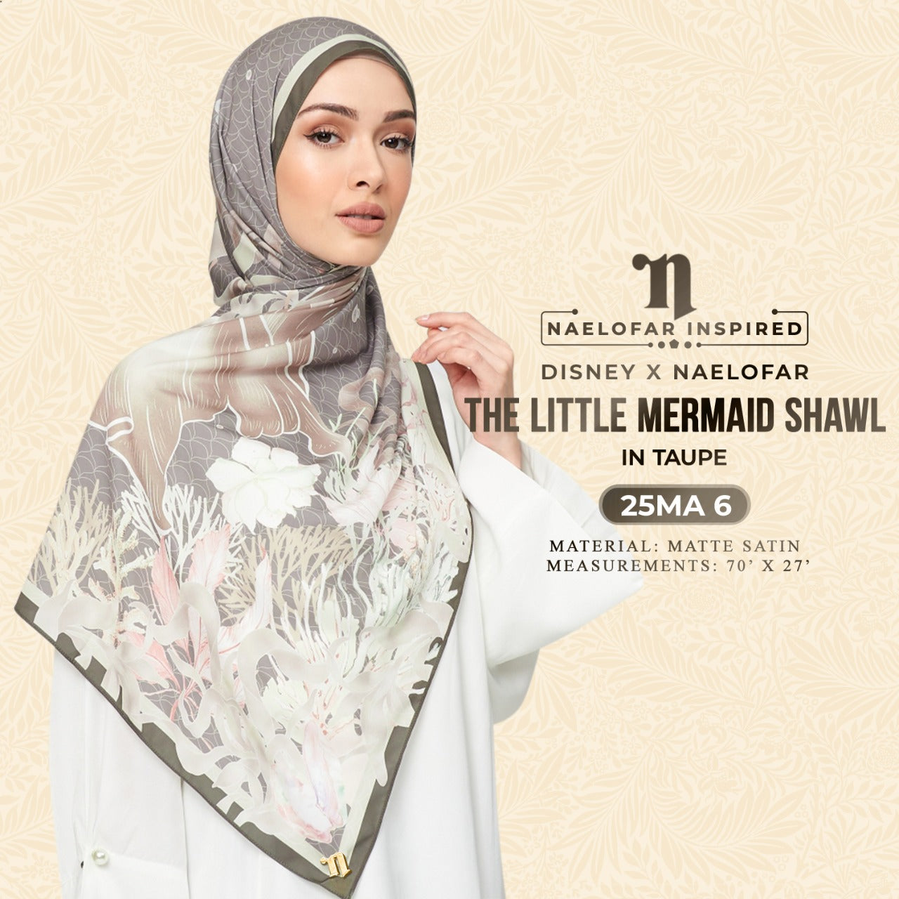 Disney x Naelofar Inspired The Little Mermaid Shawl (25MA)