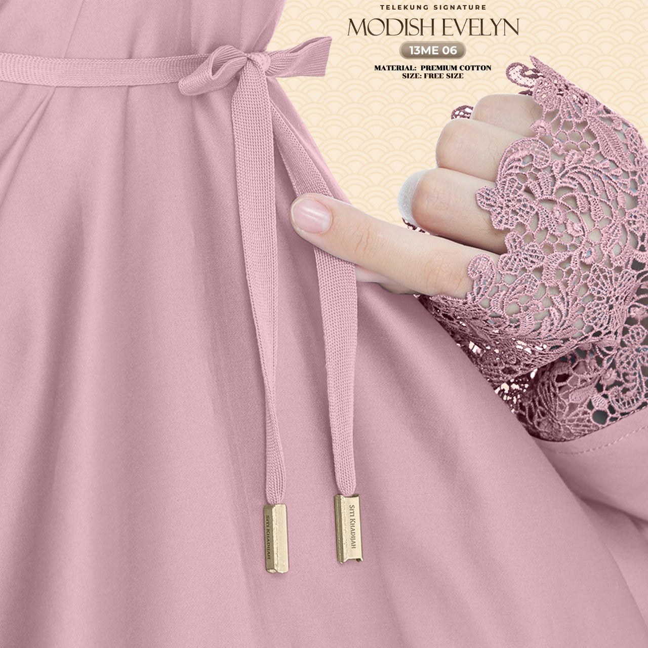 Telekung Siti Khadijah Signature Modish Evelyn Free Woven bag (13ME)