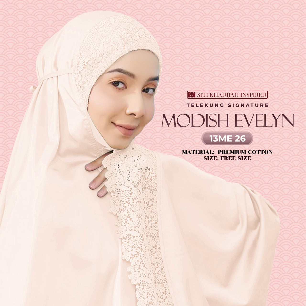 Telekung Siti Khadijah Signature Modish Evelyn Free Woven bag (13ME)