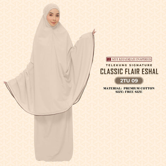 Telekung Sitikhadijah Inspired Classic Flair Eshal - Free Woven bag (2TU)