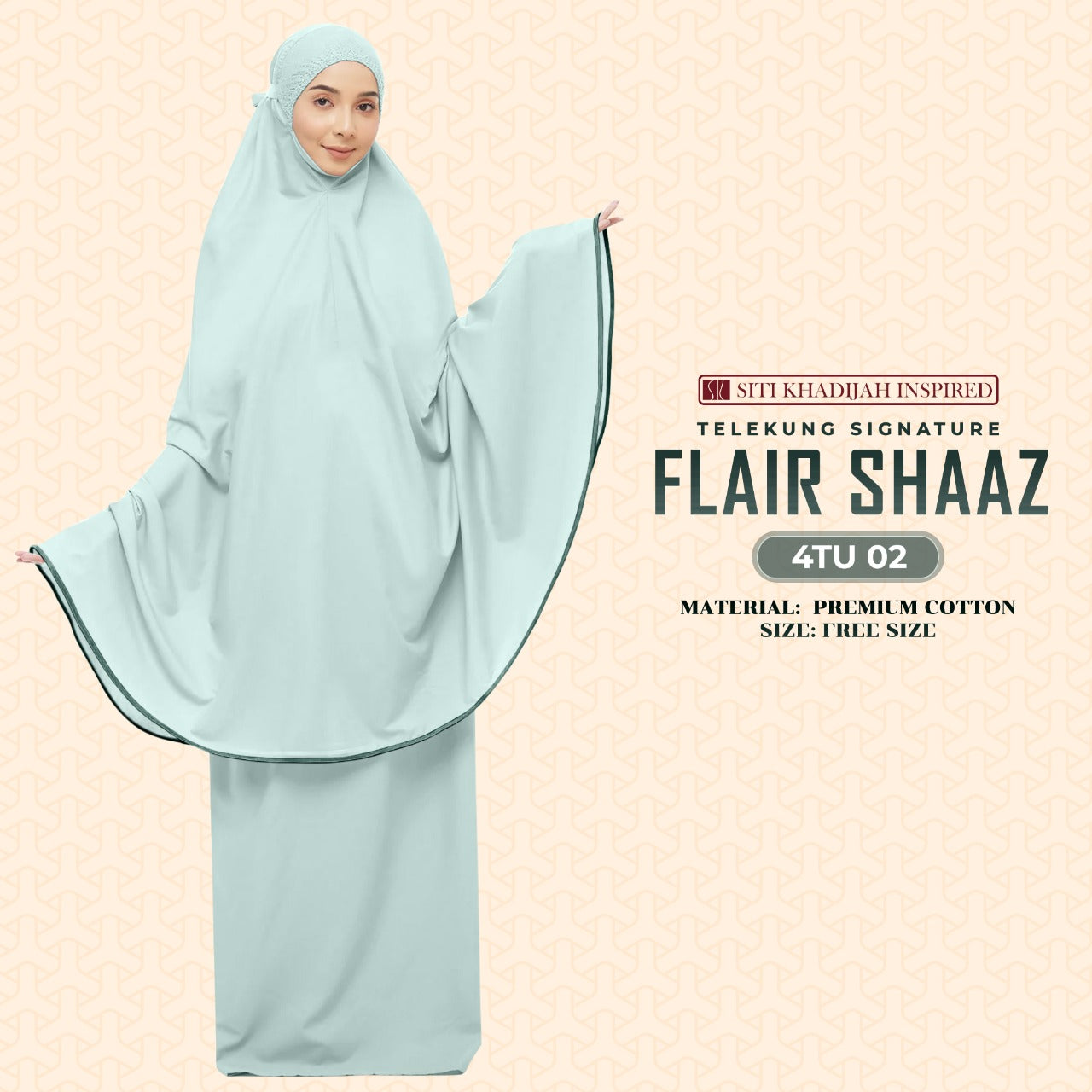 Telekung Siti Khadijah Inspired Signature Flair Shaaz - FREE Woven bag (4TU)
