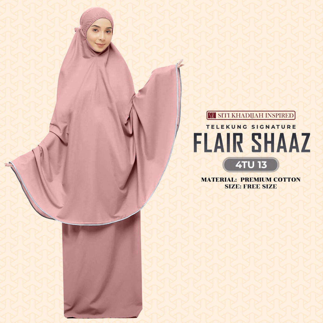 Telekung Siti Khadijah Inspired Signature Flair Shaaz - FREE Woven bag (4TU)