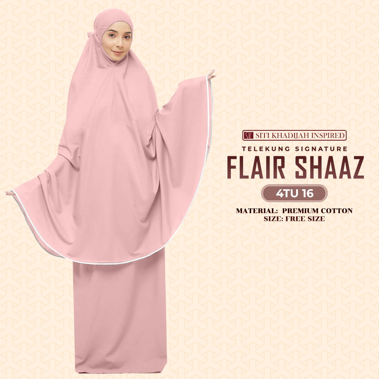 Telekung Siti Khadijah Inspired Signature Flair Shaaz - FREE Woven bag (4TU)