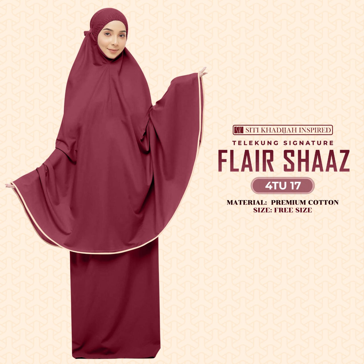 Telekung Siti Khadijah Inspired Signature Flair Shaaz - FREE Woven bag (4TU)