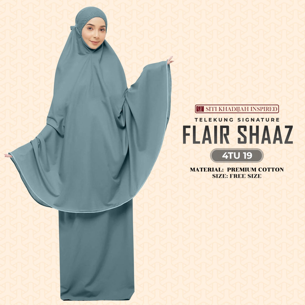 Telekung Siti Khadijah Inspired Signature Flair Shaaz - FREE Woven bag (4TU)