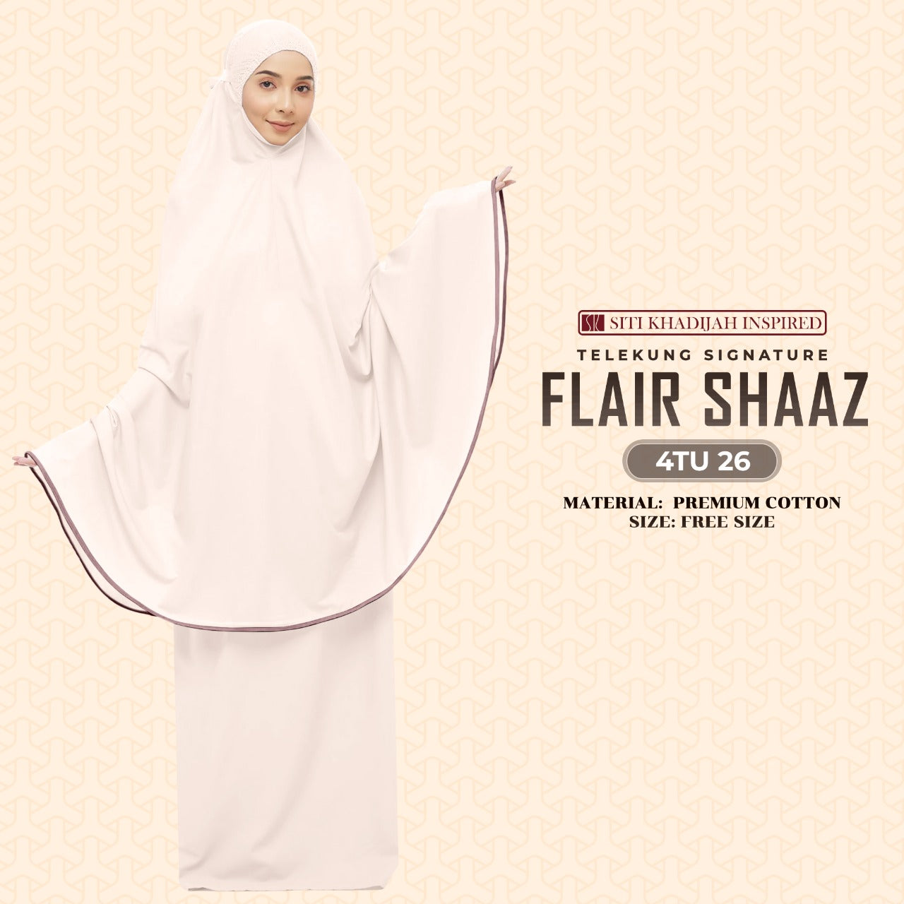 Telekung Siti Khadijah Inspired Signature Flair Shaaz - FREE Woven bag (4TU)