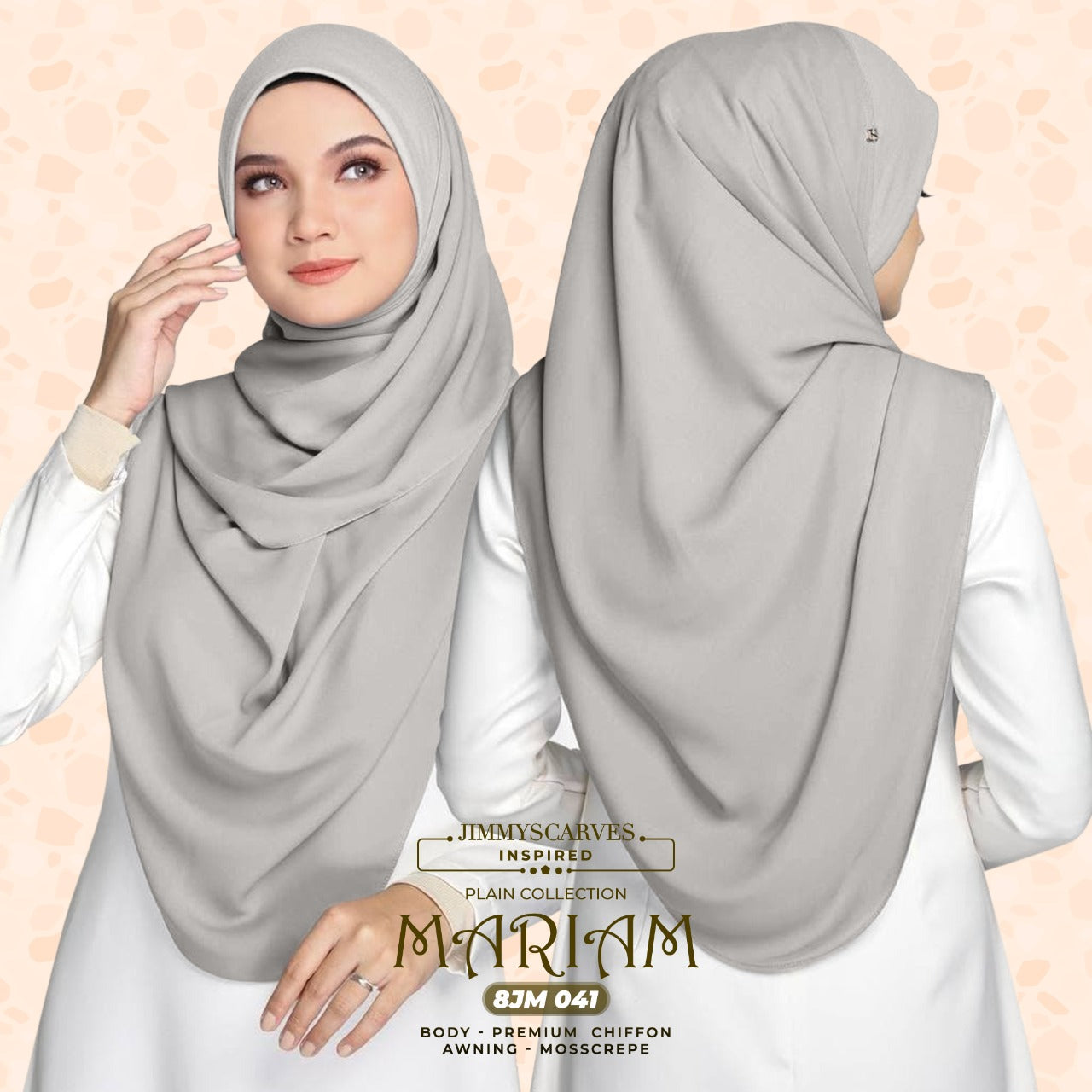 Jimmy Scarves Inspired Maryam Plain Square Instant Collection (8JM)