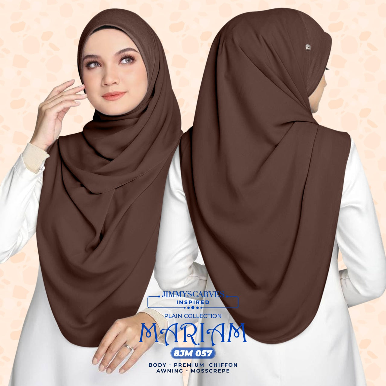 Jimmy Scarves Inspired Maryam Plain Square Instant Collection (8JM)