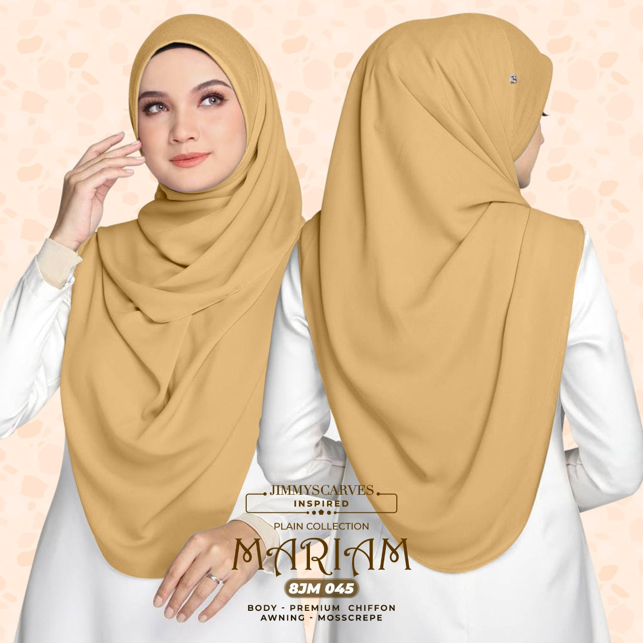 Jimmy Scarves Inspired Maryam Plain Square Instant Collection (8JM)
