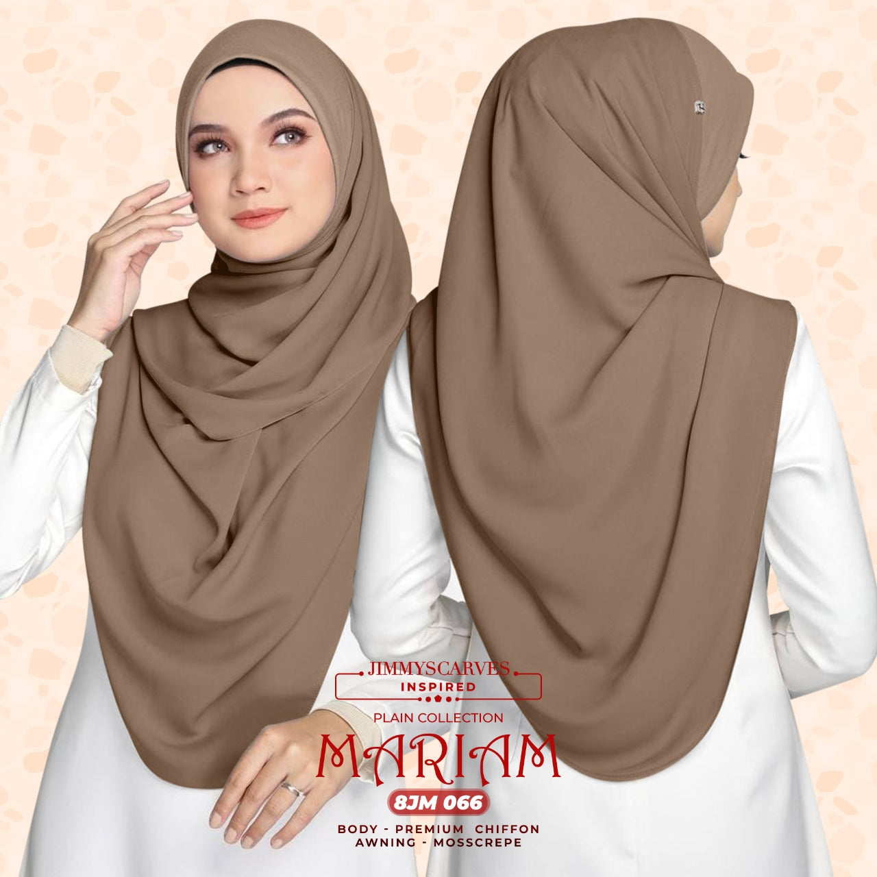 Jimmy Scarves Inspired Maryam Plain Square Instant Collection (8JM)