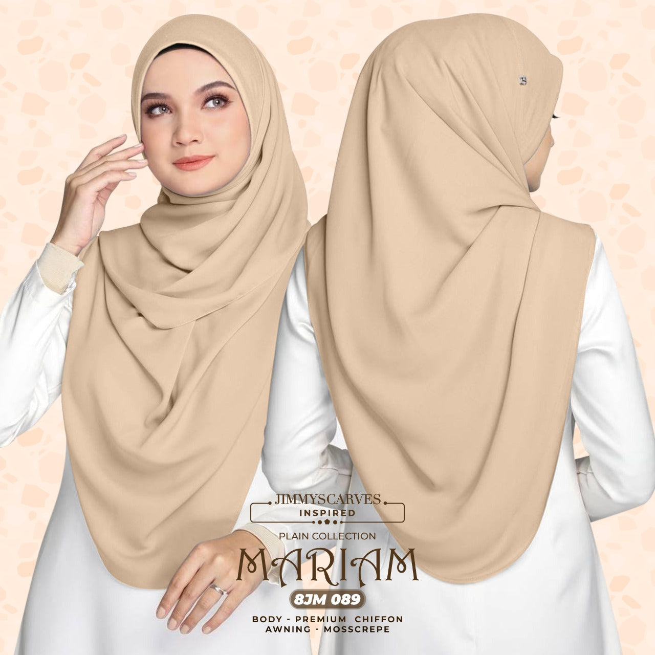 Jimmy Scarves Inspired Maryam Plain Square Instant Collection (8JM)
