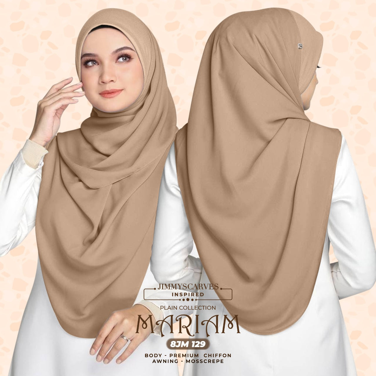 Jimmy Scarves Inspired Maryam Plain Square Instant Collection (8JM)