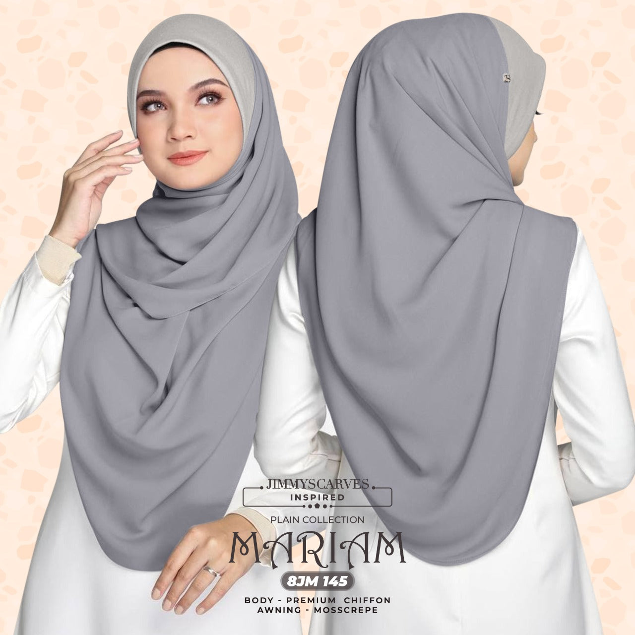 Jimmy Scarves Inspired Maryam Plain Square Instant Collection (8JM)