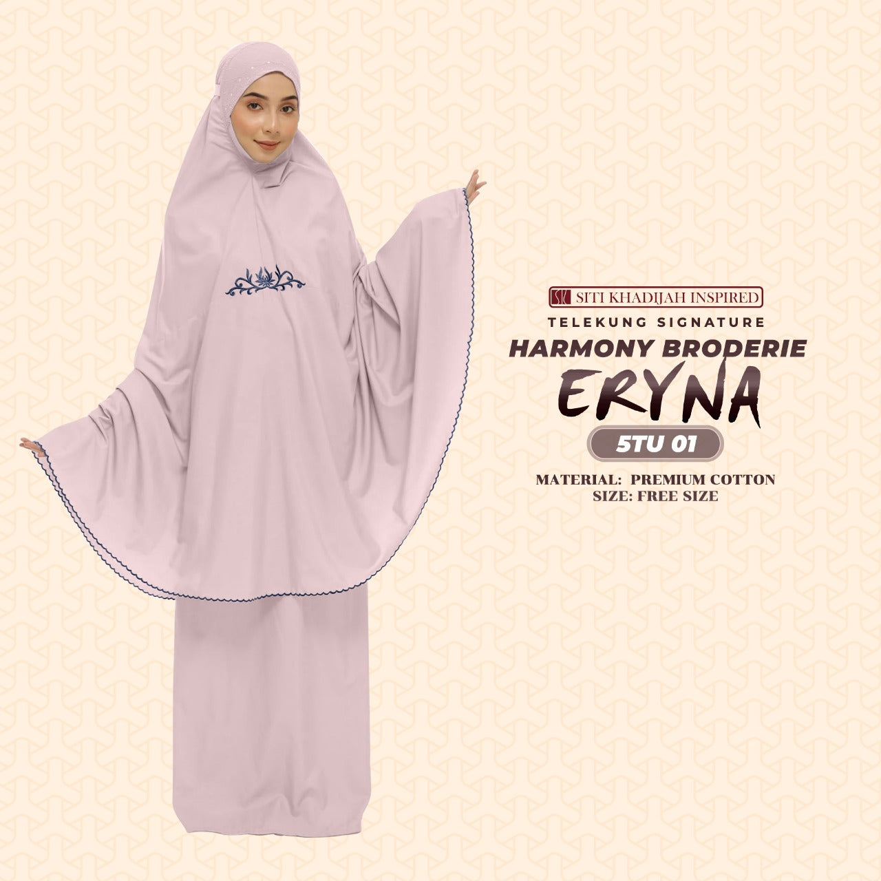 Telekung Inspired SK Harmony Broderie Eryna Collection Free Woven bag (5TU)