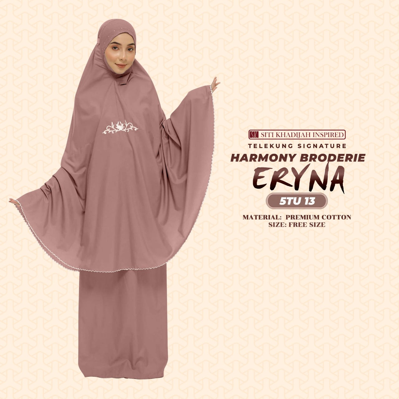 Telekung Inspired SK Harmony Broderie Eryna Collection Free Woven bag (5TU)