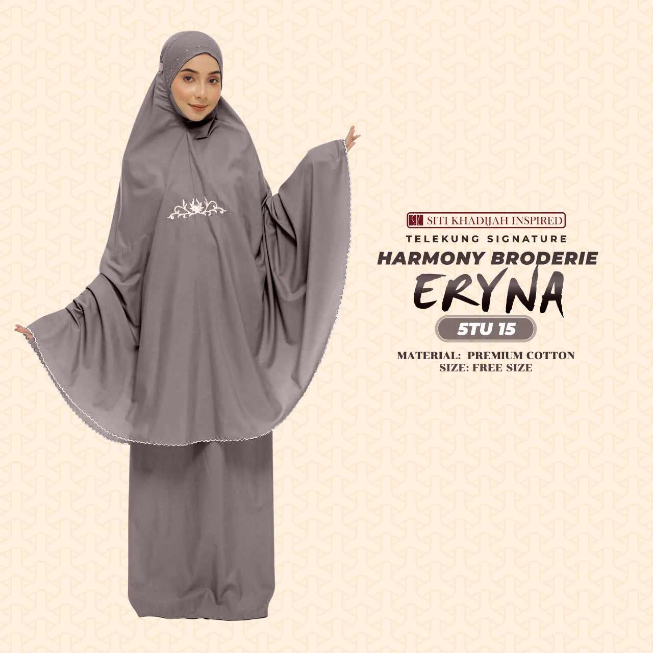 Telekung Inspired SK Harmony Broderie Eryna Collection Free Woven bag (5TU)