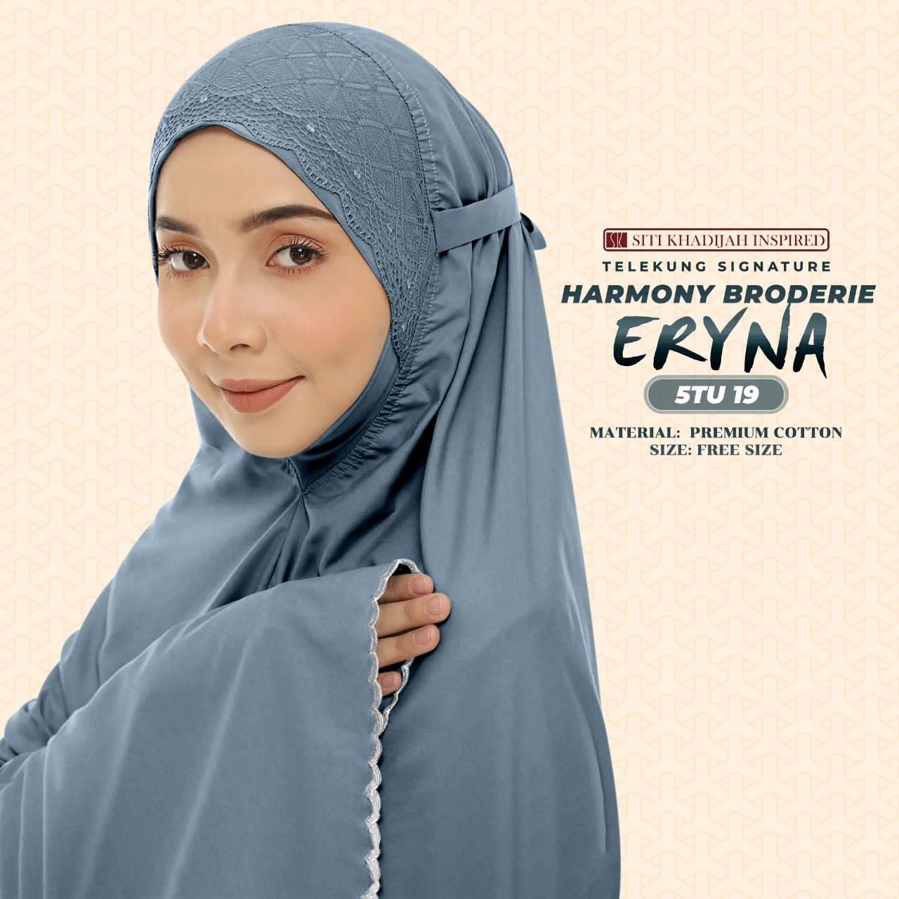Telekung Inspired SK Harmony Broderie Eryna Collection Free Woven bag (5TU)