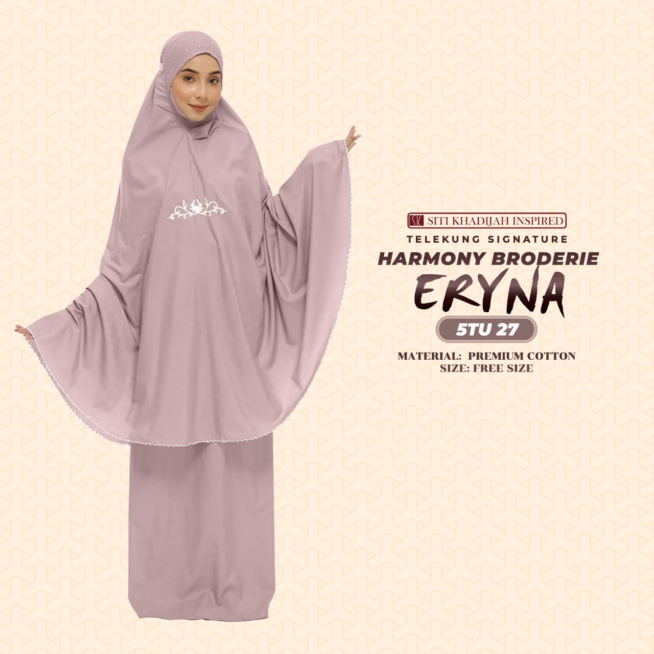 Telekung Inspired SK Harmony Broderie Eryna Collection Free Woven bag (5TU)