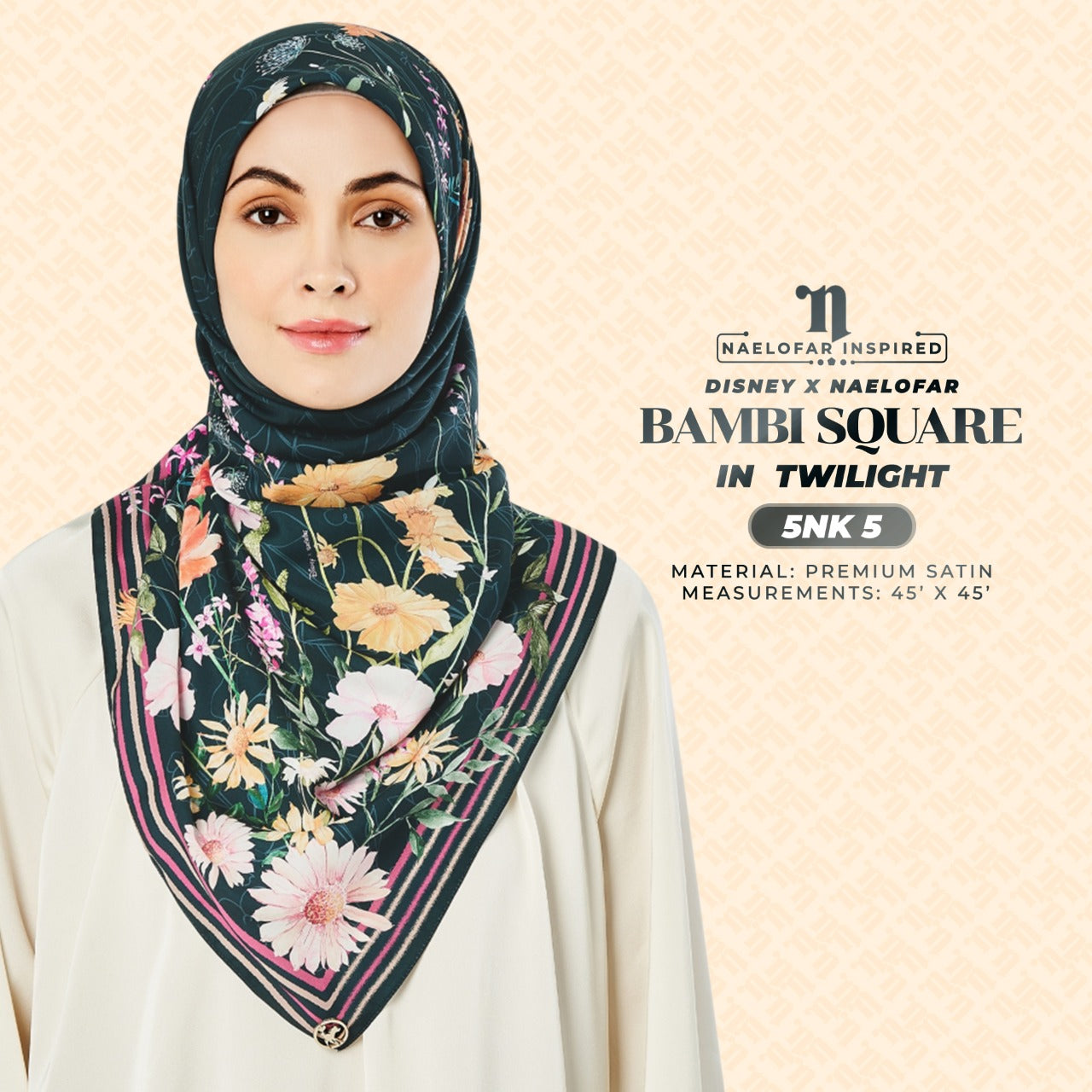 Naelofar Inspired Disney X Naelofar Bambi Square Collection (5NK)
