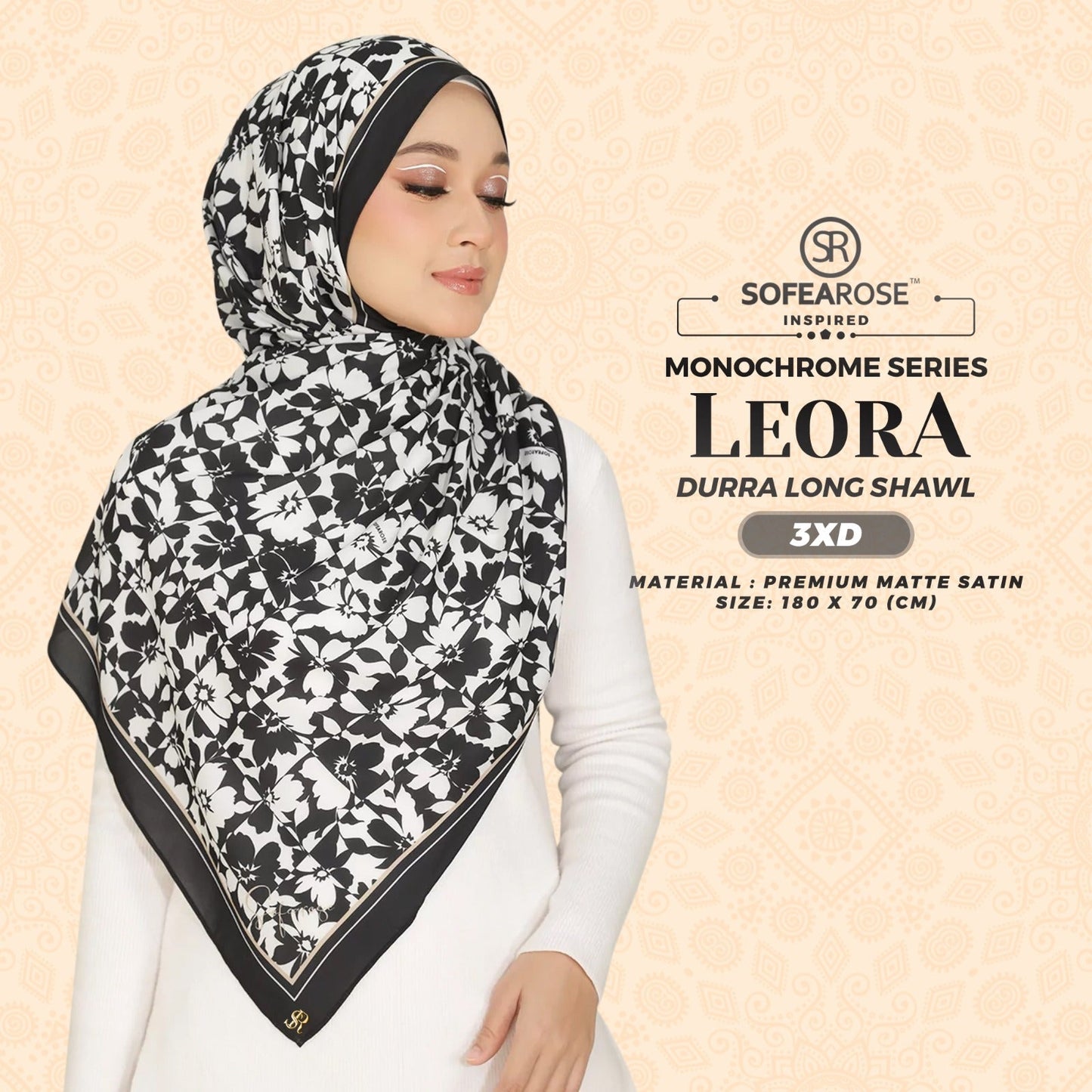 Sofearose Inspired Dura Monochrome Long Shawl Collection (3XD - 4XD)